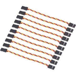 OliRC 10pcs Servo Extension Cable Lead Twisted Wire 10cm 30cords 26awg Male to Male Plug for JR Futaba (C59-10) in Kuwait