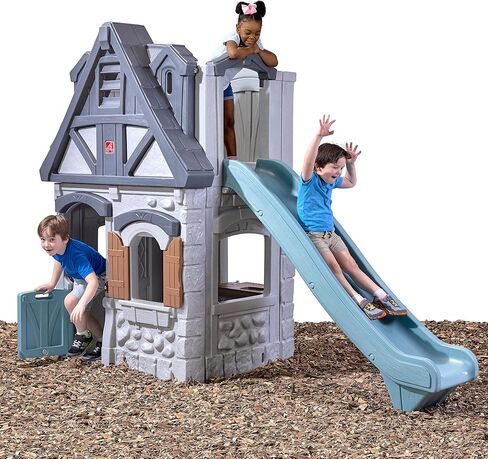 Step2 Enchanting Adventures 2-Story Kids Playhouse – Play Set with Elevated Children’s Playhouse, Slide, and Kitchenette Large Backyard in Saudi Arabia