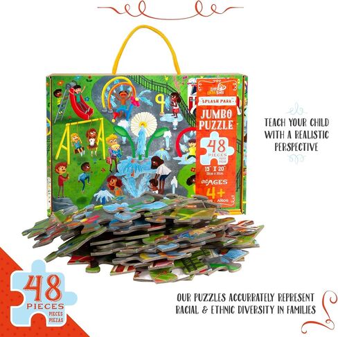 Upbounders Little Likes Kids - Splash Park Jumbo Puzzle, 48 Pieces, Beginner Jigsaw Floor Puzzle with Multicultural Family Children Preschoolers at Play, Age 4-8 in Saudi Arabia