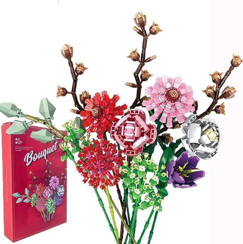VONTER DIY Flower Bouquet Building Kit, A Unique Flower Bouquet Stacking Blocks Gifts and Creative Project for Adults and Teens, New 2021 (999Pcs, Green) in Saudi Arabia