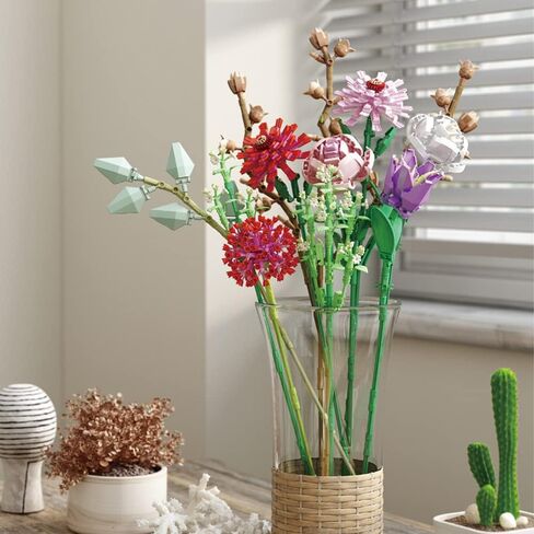 VONTER DIY Flower Bouquet Building Kit, A Unique Flower Bouquet Stacking Blocks Gifts and Creative Project for Adults and Teens, New 2021 (999Pcs, Green) in Saudi Arabia