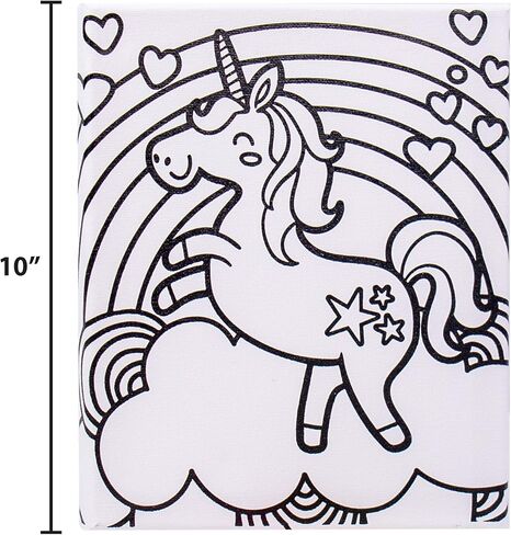 Horizon Group USA Pre-Printed Stretched Canvases & Paint Set, Includes 3 Canvases with Customizable Patterns, 18 Acrylic Paints, 3 Paintbrushes, Rainbow Unicorn-Stained Glass-Shark in Saudi Arabia