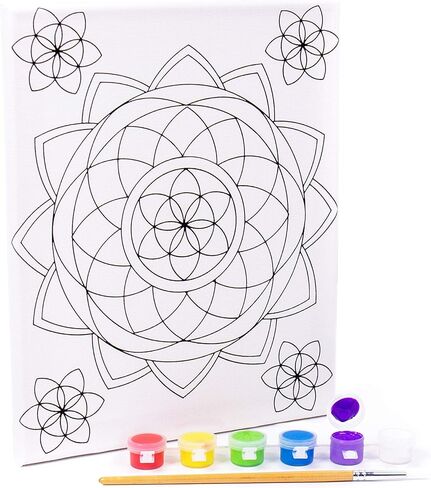 Horizon Group USA Pre-Printed Stretched Canvases & Paint Set, Includes 3 Canvases with Customizable Patterns, 18 Acrylic Paints, 3 Paintbrushes, Rainbow Unicorn-Stained Glass-Shark in Saudi Arabia