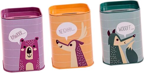 SAFIGLE 3pcs Student Savings Tin Can Animal Decor Metal Coins Baby Keepsake Save Spend Share Bank for Kids Coin Storage Jar Cartoon Money Box Children Saving Pot Change Container Coin Bank in Saudi Arabia
