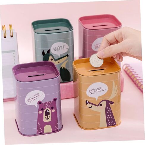 SAFIGLE 3pcs Student Savings Tin Can Animal Decor Metal Coins Baby Keepsake Save Spend Share Bank for Kids Coin Storage Jar Cartoon Money Box Children Saving Pot Change Container Coin Bank in Saudi Arabia