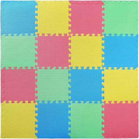 Nicunom 16 Tiles Kid's Puzzle Play Mat, Foam Mats Solid Foam Floor Mats, EVA Interlocking Puzzle Exercise Mats for Kids Children, 12" x12" in Saudi Arabia