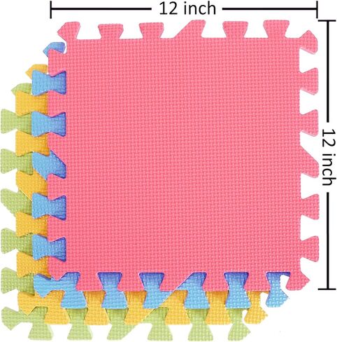Nicunom 16 Tiles Kid's Puzzle Play Mat, Foam Mats Solid Foam Floor Mats, EVA Interlocking Puzzle Exercise Mats for Kids Children, 12" x12" in Saudi Arabia