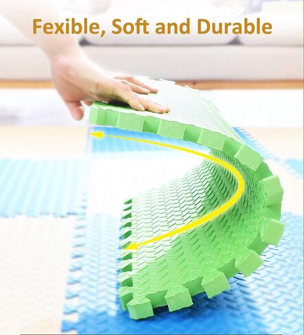 Nicunom 16 Tiles Kid's Puzzle Play Mat, Foam Mats Solid Foam Floor Mats, EVA Interlocking Puzzle Exercise Mats for Kids Children, 12" x12" in Saudi Arabia