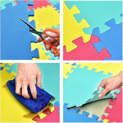 Nicunom 16 Tiles Kid's Puzzle Play Mat, Foam Mats Solid Foam Floor Mats, EVA Interlocking Puzzle Exercise Mats for Kids Children, 12" x12" in Saudi Arabia