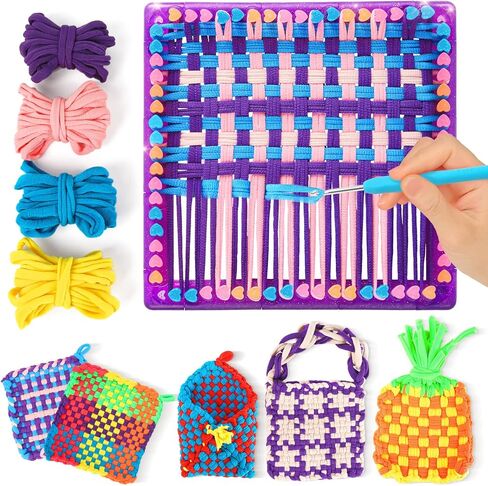Weaving Loom for Kids - Arts and Crafts for Girls Ages 6-8-12 Potholder Loops Toys for Girls and Adults - Knitting Loom Set Pot Holder Weaving Kits and Birthday Gifts for 7 9 10 11 Years Old and UP in Saudi Arabia