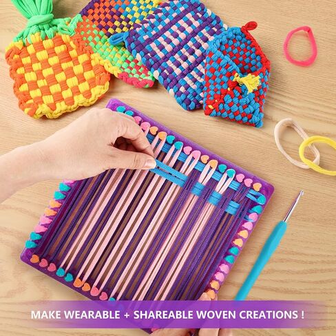 Weaving Loom for Kids - Arts and Crafts for Girls Ages 6-8-12 Potholder Loops Toys for Girls and Adults - Knitting Loom Set Pot Holder Weaving Kits and Birthday Gifts for 7 9 10 11 Years Old and UP in Saudi Arabia