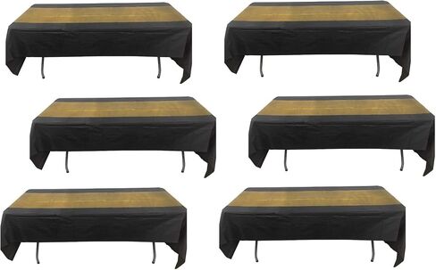 Oojami Pack of 6 Black and Gold Tablecover, 54" x 108" inches Stripes in Saudi Arabia
