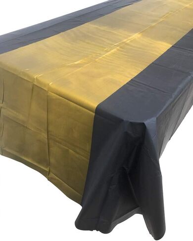 Oojami Pack of 6 Black and Gold Tablecover, 54" x 108" inches Stripes in Saudi Arabia
