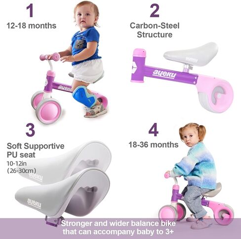 AyeKu Baby Balance Bike for 1 Year Old Boys Girls 12-24 Month Toddler Balance Bike, 4 Wheels Toddler First Bike, First Birthday Gifts in Kuwait