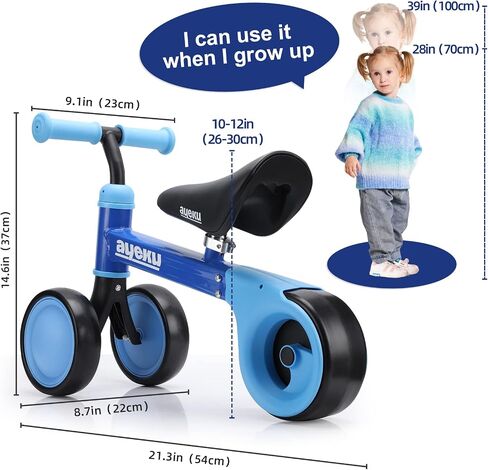 AyeKu Baby Balance Bike for 1 Year Old Boys Girls 12-24 Month Toddler Balance Bike, 4 Wheels Toddler First Bike, First Birthday Gifts in Kuwait