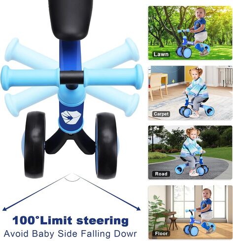 AyeKu Baby Balance Bike for 1 Year Old Boys Girls 12-24 Month Toddler Balance Bike, 4 Wheels Toddler First Bike, First Birthday Gifts in Kuwait