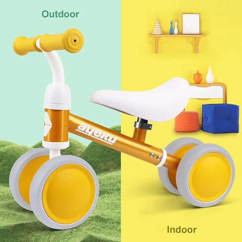 AyeKu Baby Balance Bike for 1 Year Old Boys Girls 12-24 Month Toddler Balance Bike, 4 Wheels Toddler First Bike, First Birthday Gifts in Kuwait