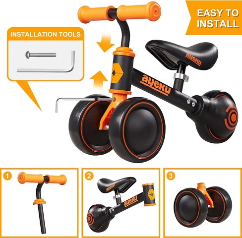AyeKu Baby Balance Bike for 1 Year Old Boys Girls 12-24 Month Toddler Balance Bike, 4 Wheels Toddler First Bike, First Birthday Gifts in Kuwait