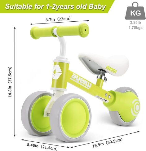 دراجة أطفال AyeKu، ألعاب لطيفة للأطفال الصغار من عمر 12 إلى 36 شهرًا، دراجة توازن للأولاد والبنات بعمر سنة واحدة لتدريب الطفل من الوقوف إلى الجري، أفضل الهدايا للأطفال في عيد ميلادهم بعمر عام واحد. in Kuwait