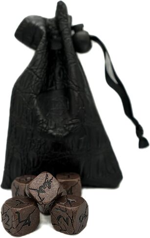 Set of 6 Heavy Duty Metal D6 Standard Game Dice with Leather Carry Pouch, for DND, Liars Dice, Roleplay, Display & More (Cracked Gold Dice 6 Pack & Leather Bag) in Saudi Arabia