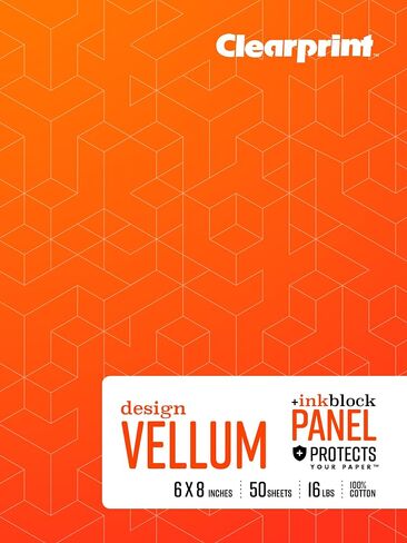 Clearprint Vellum Field Book with Ink Block Panel, 6x8 Inches, 1000H 100% Cotton, 16lb., 60 GSM, 50 Translucent White Sheets, 1 Each (CVB68P2) in Saudi Arabia