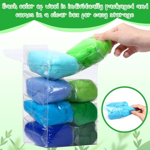 8 Colors 160g Needle Felting Wool Colorful Wool Roving Beautiful Roving Wool Nature Wool Roving Yarn Handmade Sheep Wool Needle Felting Color Wool Sets for Felting DIY Craft (Green Series) in Saudi Arabia