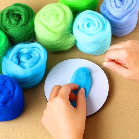 8 Colors 160g Needle Felting Wool Colorful Wool Roving Beautiful Roving Wool Nature Wool Roving Yarn Handmade Sheep Wool Needle Felting Color Wool Sets for Felting DIY Craft (Green Series) in Saudi Arabia