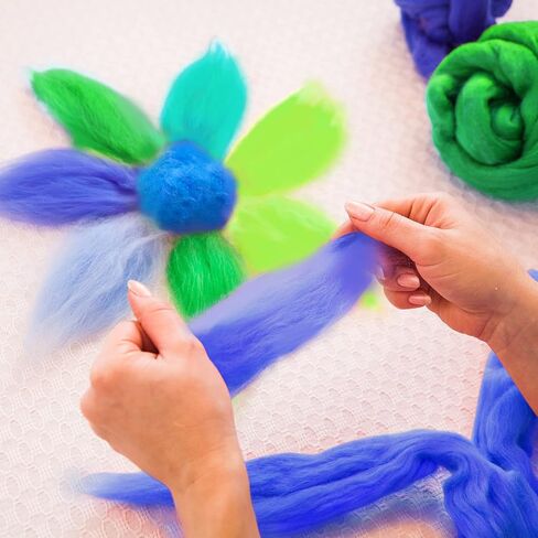 8 Colors 160g Needle Felting Wool Colorful Wool Roving Beautiful Roving Wool Nature Wool Roving Yarn Handmade Sheep Wool Needle Felting Color Wool Sets for Felting DIY Craft (Green Series) in Saudi Arabia