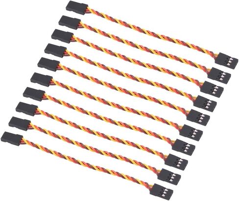 OliRC 10pcs Servo Extension Cable Lead Twisted Wire 10cm 30cords 26awg Male to Male Plug for JR Futaba (C59-10) in Saudi Arabia