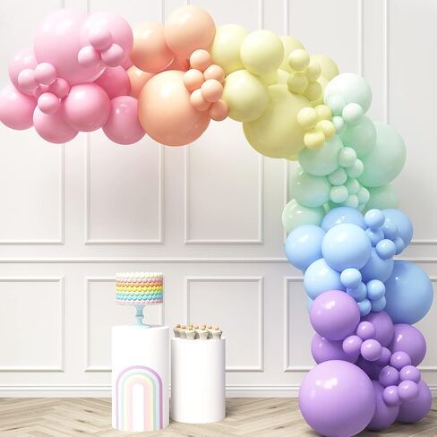 HOUSE OF PARTY Rainbow Balloon Arch Kit -135 Pcs Colorful Pride Balloons Included for Balloon Garland, Arch, and Fiesta Decorations for Easter Party Decorations, Baby Girl Birthday and Party Supplies! in Saudi Arabia