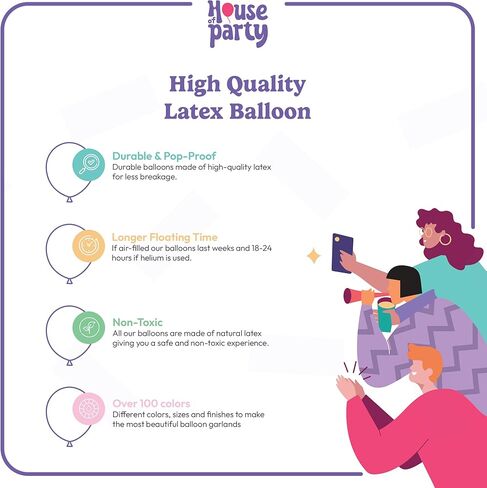 HOUSE OF PARTY Rainbow Balloon Arch Kit -135 Pcs Colorful Pride Balloons Included for Balloon Garland, Arch, and Fiesta Decorations for Easter Party Decorations, Baby Girl Birthday and Party Supplies! in Kuwait