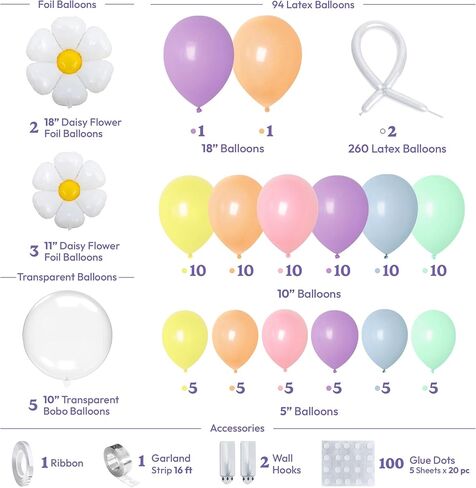 HOUSE OF PARTY Rainbow Balloon Arch Kit -135 Pcs Colorful Pride Balloons Included for Balloon Garland, Arch, and Fiesta Decorations for Easter Party Decorations, Baby Girl Birthday and Party Supplies! in Saudi Arabia
