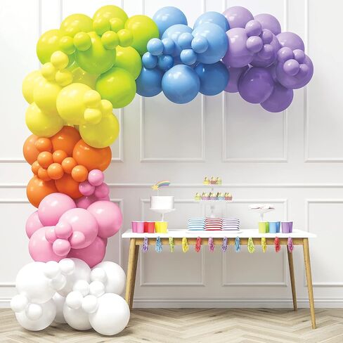 HOUSE OF PARTY Rainbow Balloon Arch Kit -135 Pcs Colorful Pride Balloons Included for Balloon Garland, Arch, and Fiesta Decorations for Easter Party Decorations, Baby Girl Birthday and Party Supplies! in Saudi Arabia