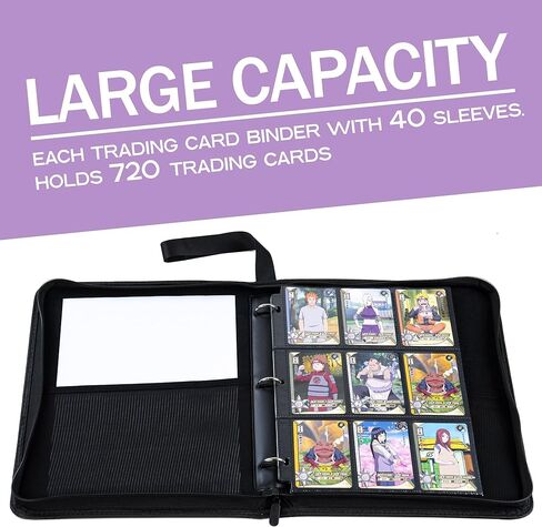 MORABTO Binder for Naruto Cards, 720 Pockets Trading Card Album with 40 Sleeves, 9 Pocket Card Holder Album Compatible with Anime NarutoNinja Cards（Black Flame） in Kuwait