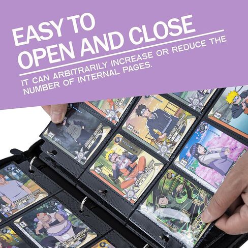 MORABTO Binder for Naruto Cards, 720 Pockets Trading Card Album with 40 Sleeves, 9 Pocket Card Holder Album Compatible with Anime NarutoNinja Cards（Black Flame） in Kuwait