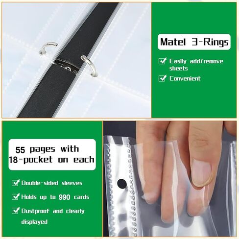 Dmoicols Trading Card Binder with 990 pockets Game Card Collection Book with Sleeves 9-Pocket Card Album for Kids as Birthday & Christmas gifts(Black) in Saudi Arabia
