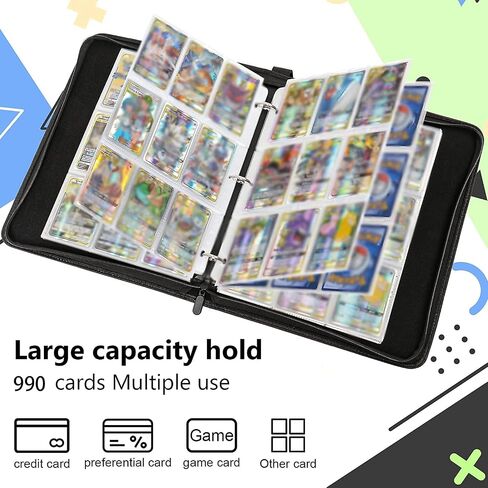 Dmoicols Trading Card Binder with 990 pockets Game Card Collection Book with Sleeves 9-Pocket Card Album for Kids as Birthday & Christmas gifts(Black) in Saudi Arabia