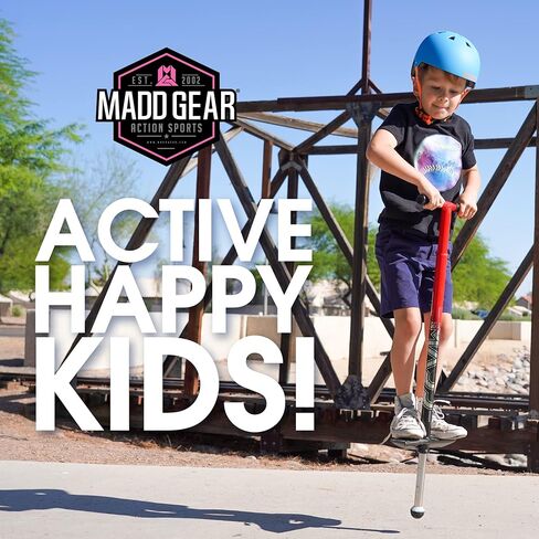 ماد جير عصا بوجو للاطفال - مثالية للاطفال من سن 8 سنوات فما فوق - عصا بوجو للمبتدئين - اقصى وزن 175 باوند - بينك/ازرق مخضر in Kuwait