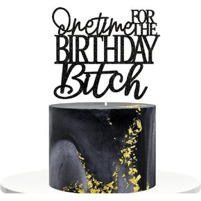 قطعة علوية لكعكة عيد الميلاد مرة واحدة، زينة كعكة عيد ميلاد لامعة، لوازم ديكور حفلات أعياد الميلاد للبالغين، أسود مزدوج الجوانب in Kuwait