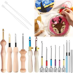 15 Piece Punch Needle Kit: YIDM Embroidery Stitching Punch Needle Rug Embroidery Pens with Needle Threader Adjustable Punch Needle Tool for Embroidery Floss Cross Stitching Beginners in Kuwait