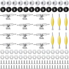 Jexine 6 Sets DIY Fingerboard Kit Fingerboard Accessories Mini Finger Skateboard Parts Include 12 Brackets 54 Screws 30 Nuts 6 Screwdriver 24 Fingerboard Wheels Tool for 96mm (Black, White)