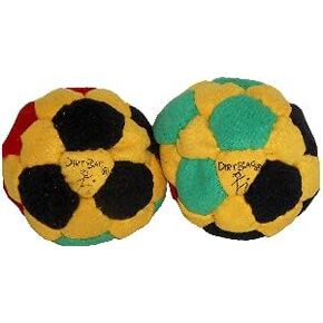 حقيبة قدم Dirtbag مكونة من 32 لوحة، كيس Hacky Sack، عبوة من قطعتين، حقيبة قدم مصممة بشكل أصلي من Flying Clipper، يمكن غسلها في الغسالة، ومخيطة يدويًا، وألوان زاهية زاهية.