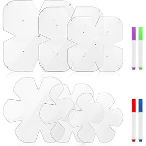 Suwimut 6 Pieces Bowl Cozy Template, 3 Sizes 8/10/12 Inch Clear Acrylic Bowl Wrap Sewing Pattern Template with 4 Pieces Water Soluble Pen for Crafts, Bowl Batting Quilting Template Cut on Fold Stencil in Saudi Arabia