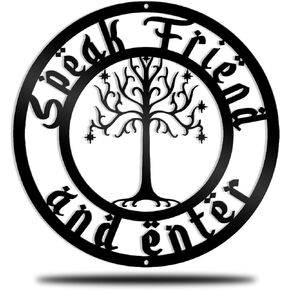 ألعاب Pentacle Toys تكلم صديقًا وأدخل علامة معدنية - علامة Geek Chic - ديكور مدخل مضحك - هدية سيد الخاتم - هدية الترحيب بالمنزل الجديد - شماعات الباب الأمامي - تحدث مع صديق وادخل بالشجرة in Kuwait