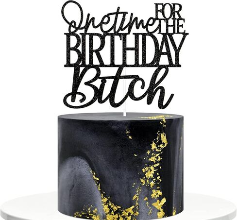 قطعة علوية لكعكة عيد الميلاد مرة واحدة، زينة كعكة عيد ميلاد لامعة، لوازم ديكور حفلات أعياد الميلاد للبالغين، أسود مزدوج الجوانب in Kuwait