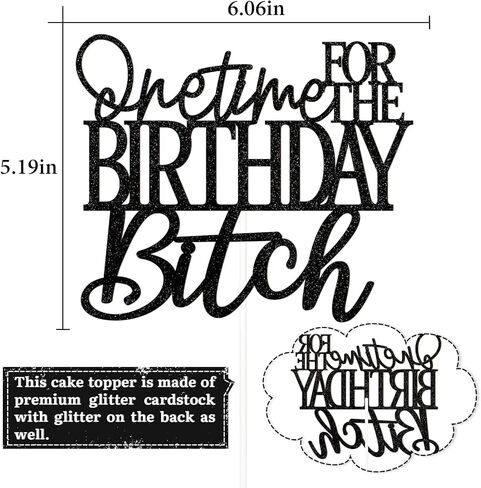 قطعة علوية لكعكة عيد الميلاد مرة واحدة، زينة كعكة عيد ميلاد لامعة، لوازم ديكور حفلات أعياد الميلاد للبالغين، أسود مزدوج الجوانب in Kuwait