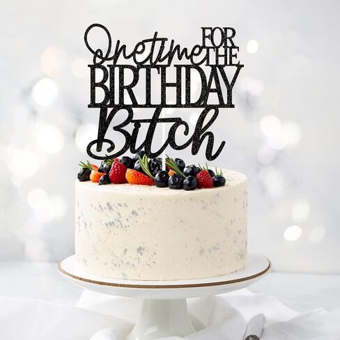 قطعة علوية لكعكة عيد الميلاد مرة واحدة، زينة كعكة عيد ميلاد لامعة، لوازم ديكور حفلات أعياد الميلاد للبالغين، أسود مزدوج الجوانب in Kuwait