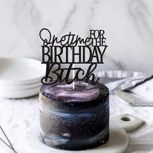 قطعة علوية لكعكة عيد الميلاد مرة واحدة، زينة كعكة عيد ميلاد لامعة، لوازم ديكور حفلات أعياد الميلاد للبالغين، أسود مزدوج الجوانب in Kuwait