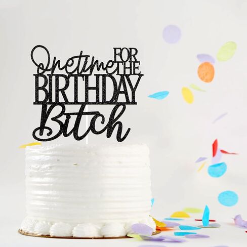 قطعة علوية لكعكة عيد الميلاد مرة واحدة، زينة كعكة عيد ميلاد لامعة، لوازم ديكور حفلات أعياد الميلاد للبالغين، أسود مزدوج الجوانب in Kuwait