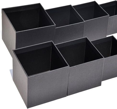 صندوق هدايا اسود، صندوق هدايا مربع صلب، مجموعة من 5 قطع، 1.6 × 1.6 × 1.6 إلى 3.2 × 3.2 × 3.2 انش، حجم صغير (اسود) in Kuwait